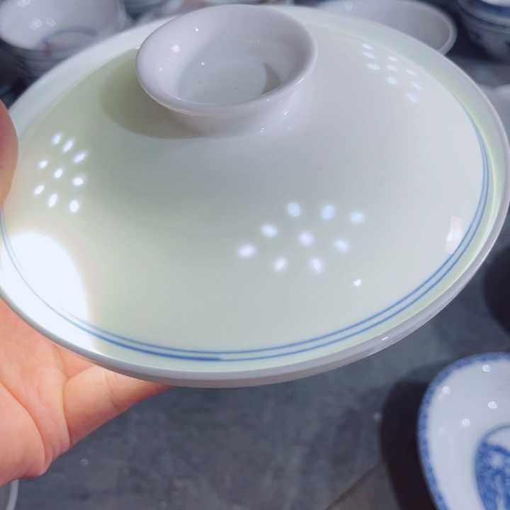 青花玲珑7寸和和气纯白玲珑