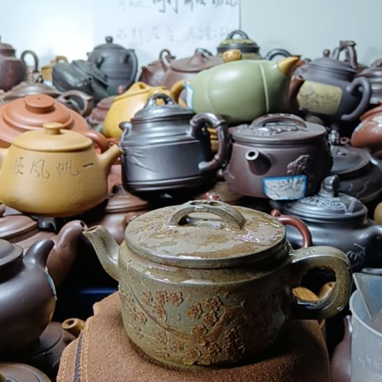 茶壶紫砂宜兴原矿蠏壳青柴烧手工300cc紫砂壶