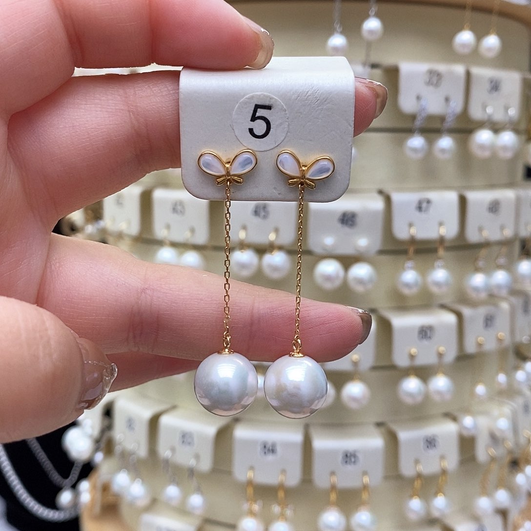 淡水珍珠耳饰银S925镶嵌