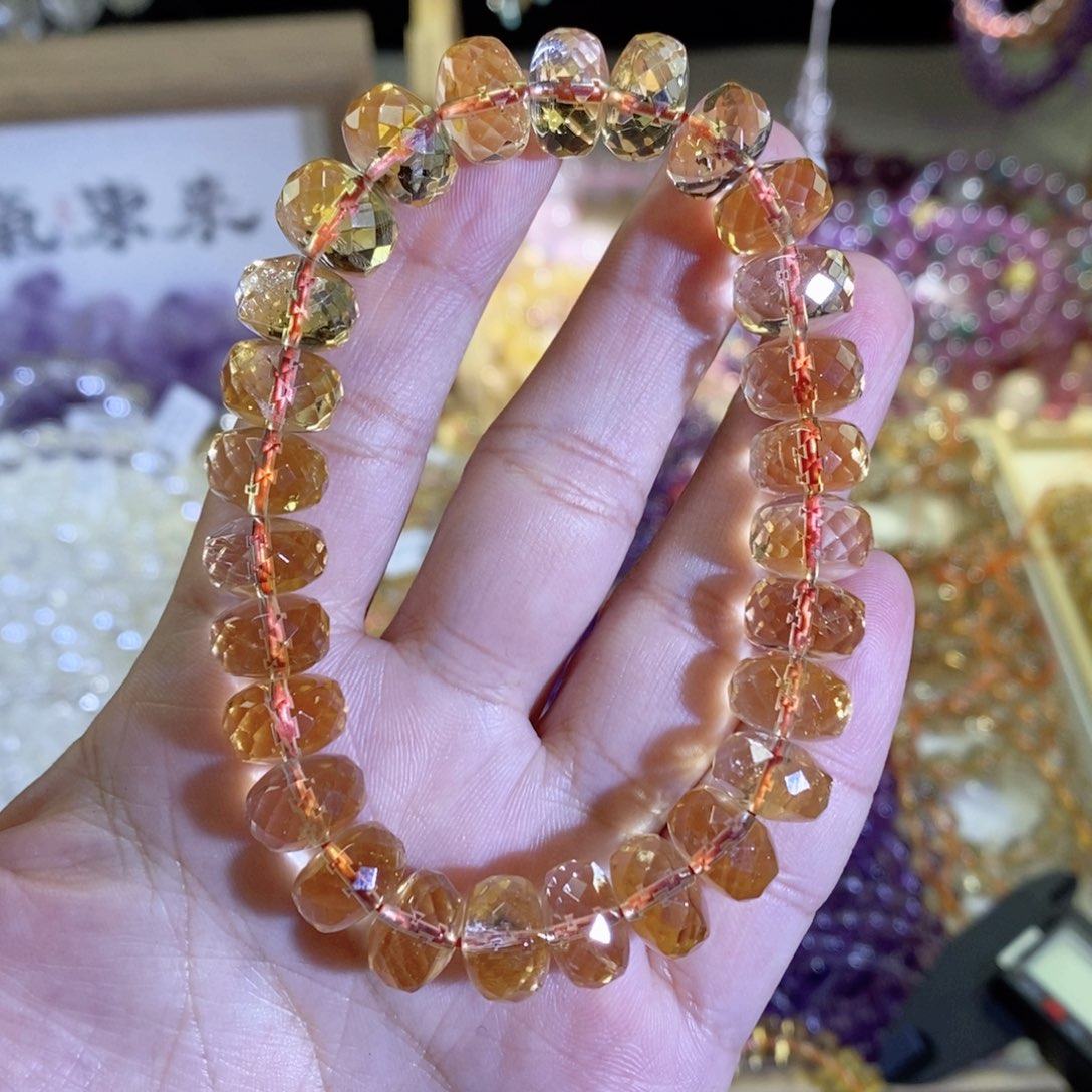 水晶手链未镶嵌黄水晶刻面卡10