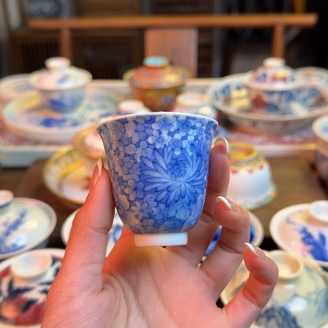杯重工万花点工闻香杯纯手绘