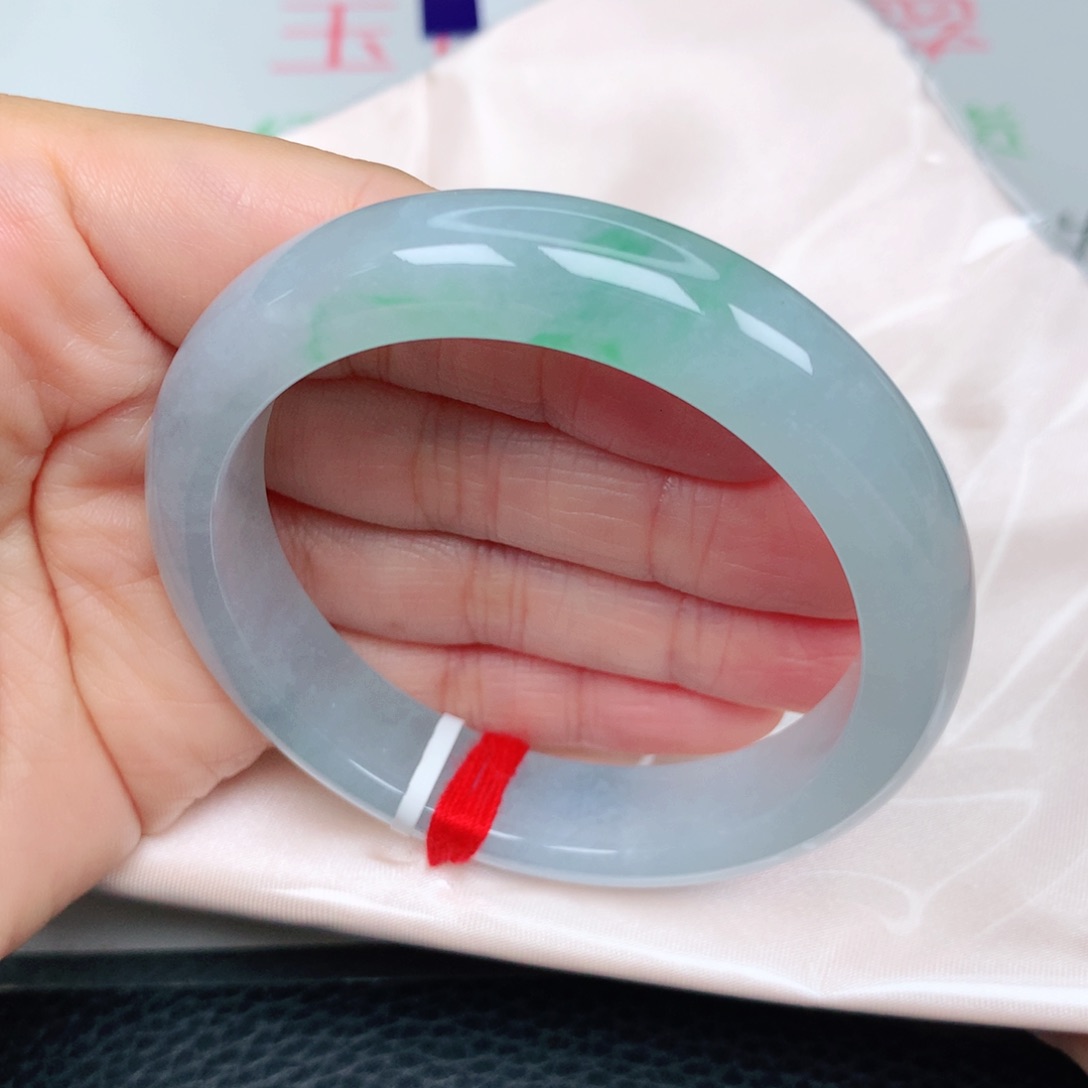 未镶嵌手镯翡翠冰胶飘阳绿新品25