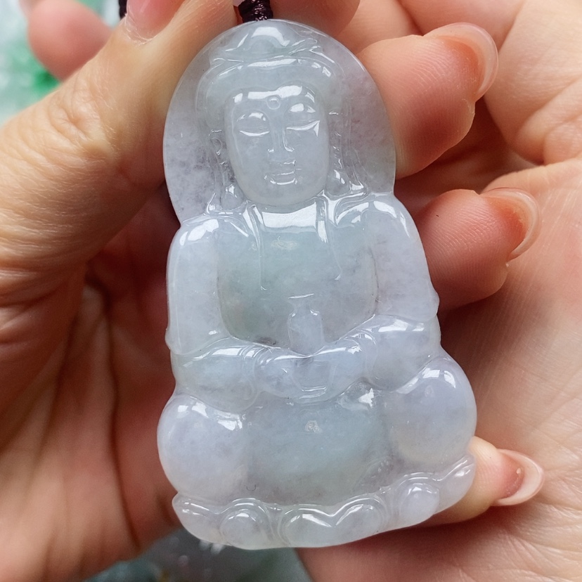 【闪购商品】翡翠颈饰未镶嵌桥天然翡翠A货观音