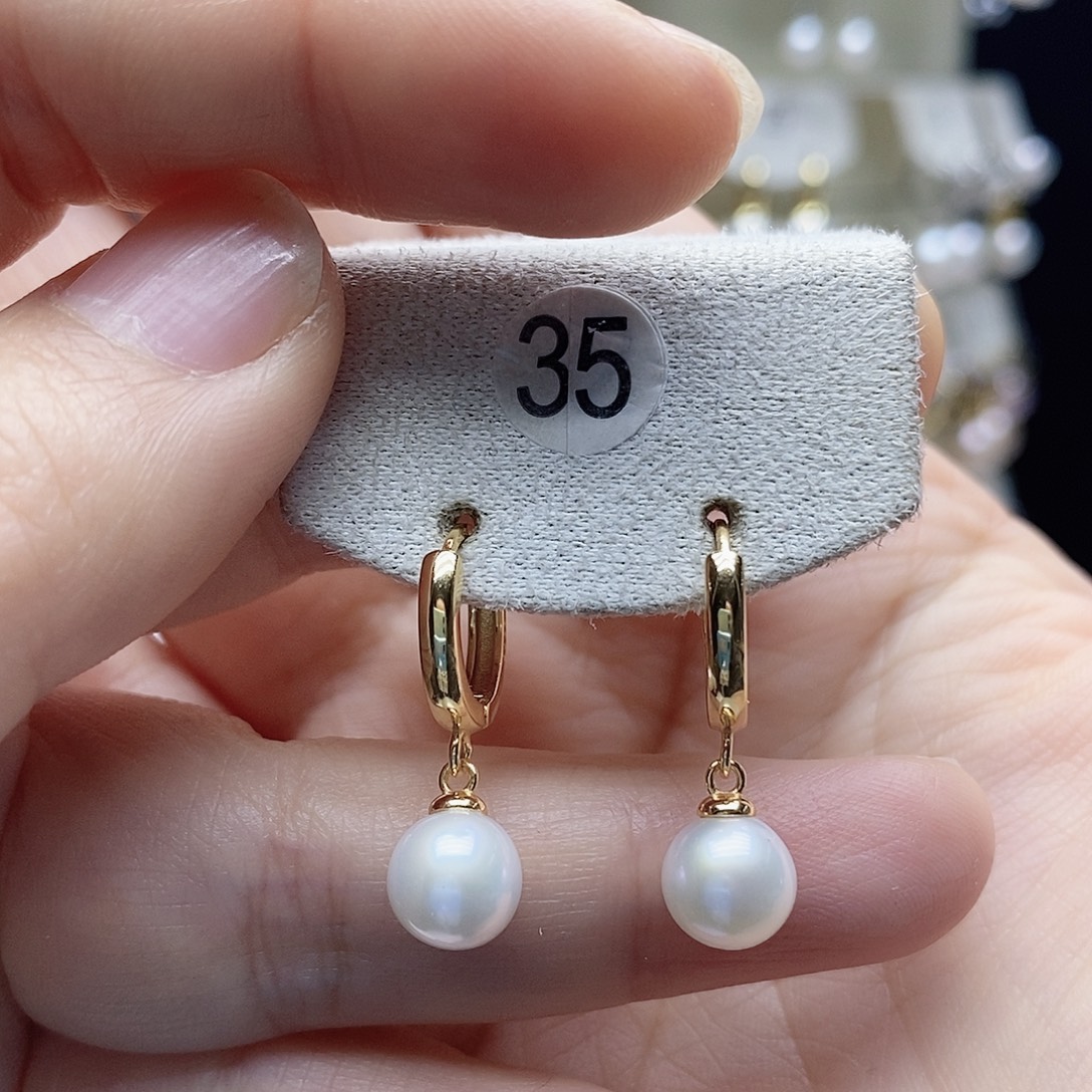 银S925镶嵌淡水珍珠耳饰