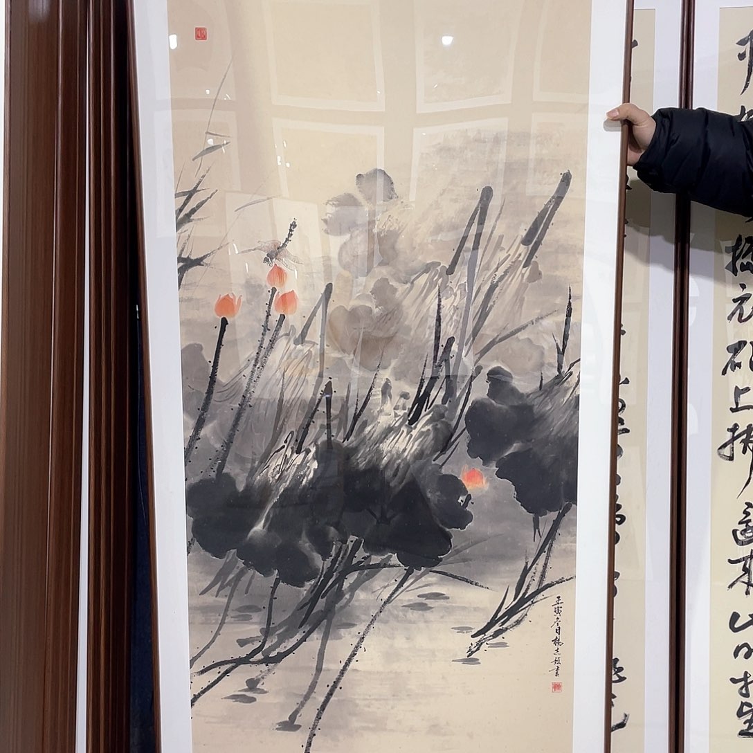 国画手绘画作品带框