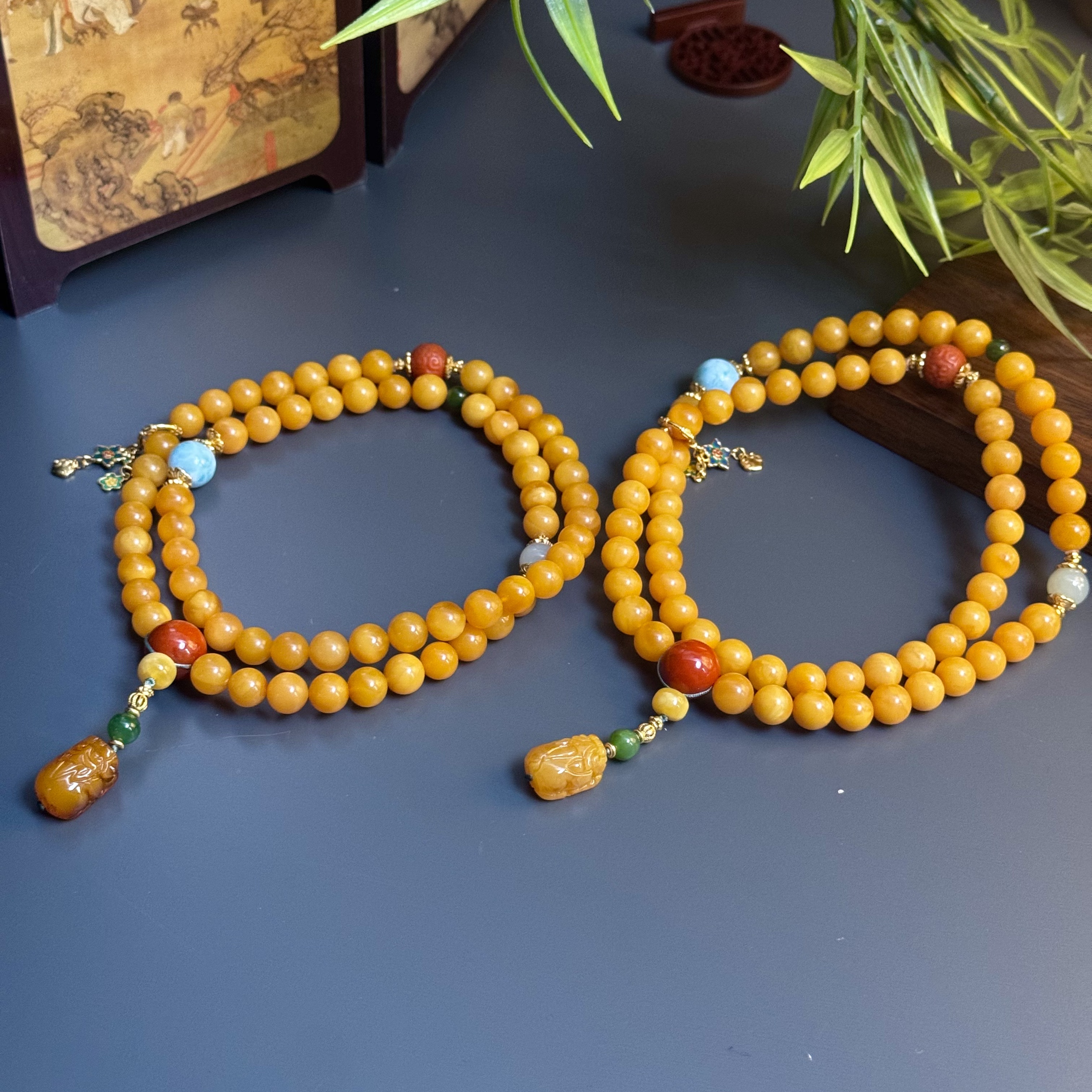 【景旺】【丽丽专属】7mm+貔貅老蜡DIY三圈手串@多样性只发其中一件