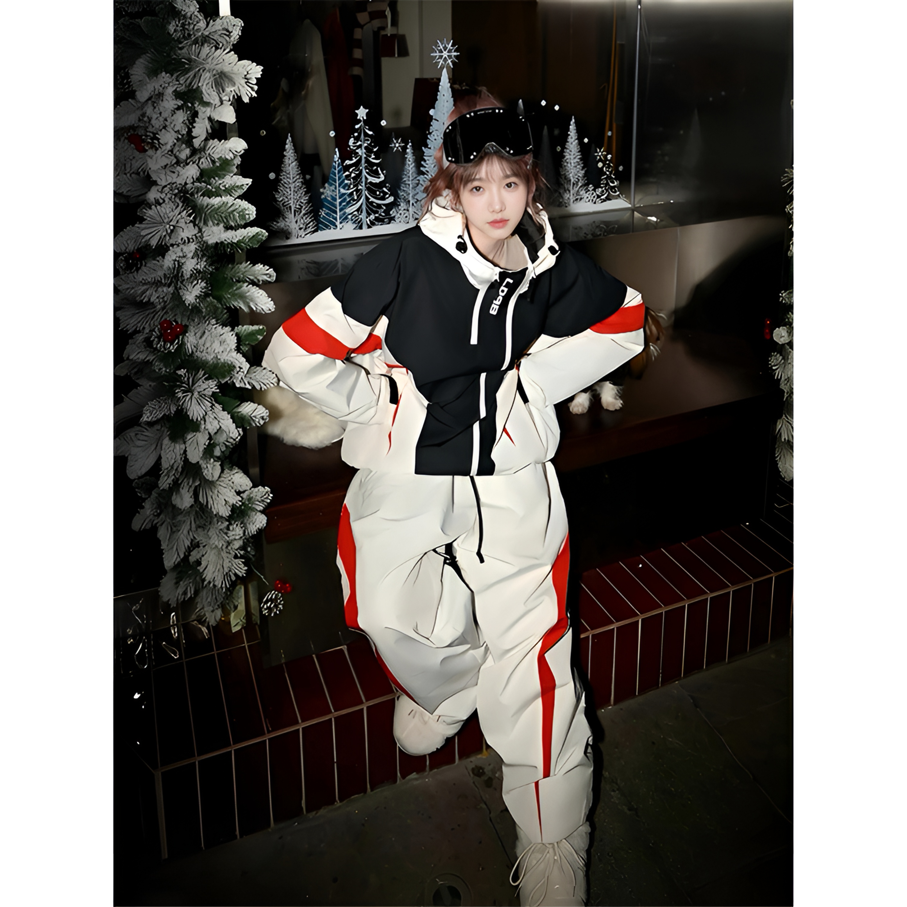 芙沿户外拼色滑雪服套装女2025秋冬新款设计感防风单双板情侣雪服