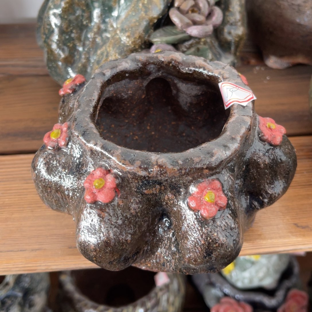 红陶粗砂陶瓷花盆