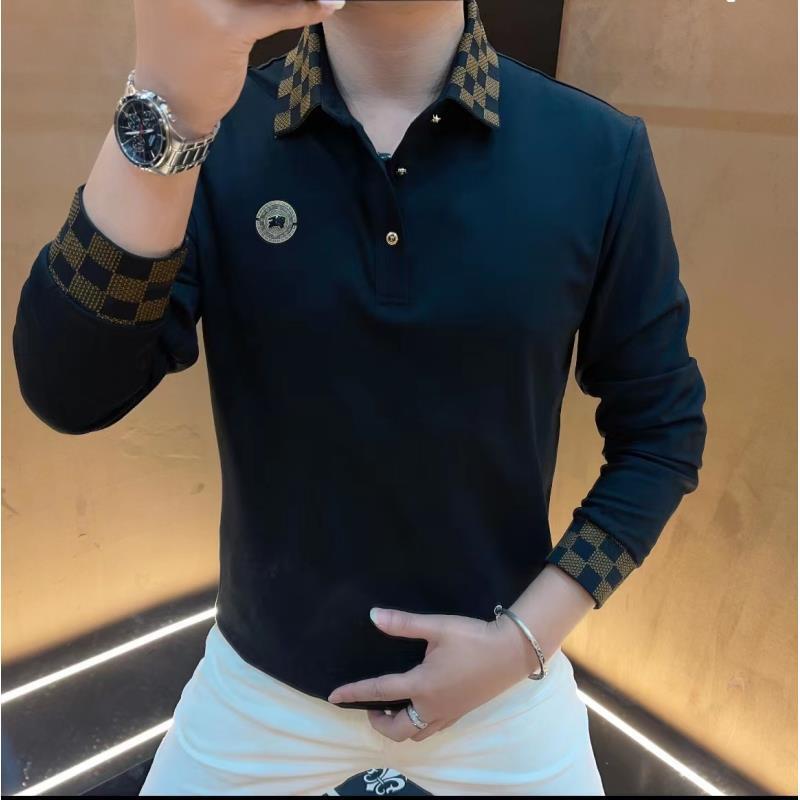 浩哥欧货男士长袖洋气上衣休闲春秋翻领纽扣百搭潮流商务轻奢修身