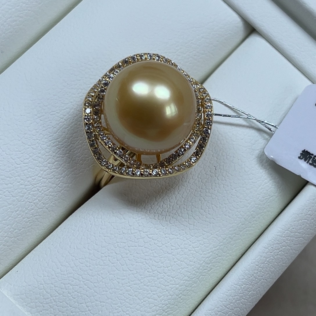 海水珍珠银S925镶嵌戒指12.8mm