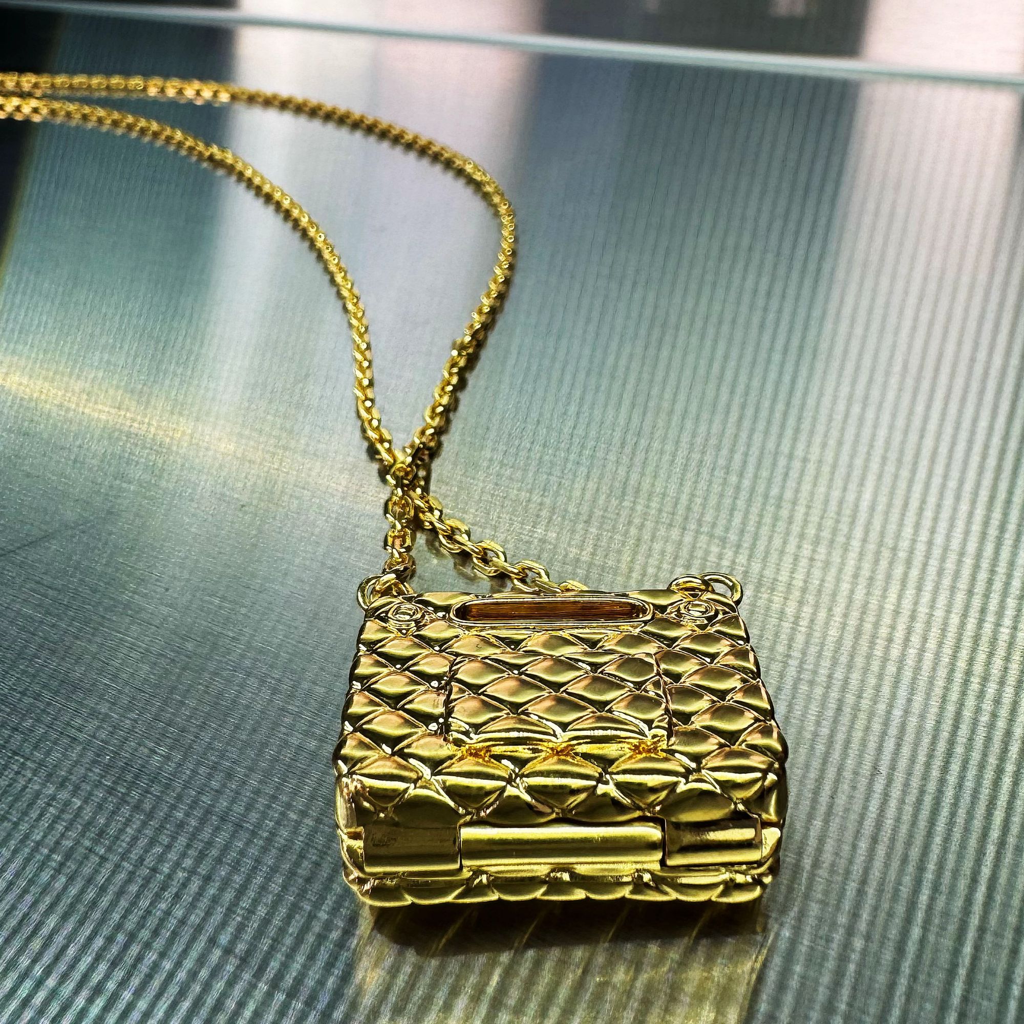 铜合金树脂项链 【CHICO专属】牛奶盒项链，金色C4AE10842033