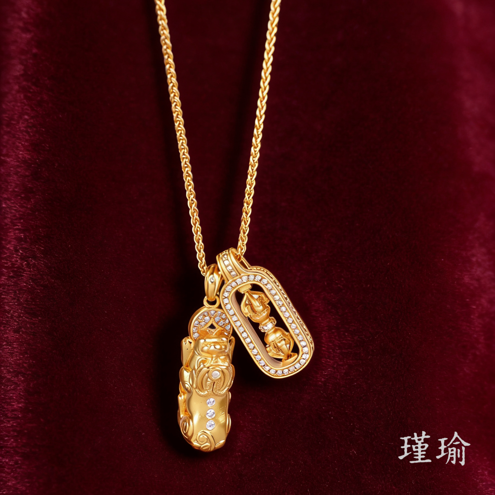 项链 F04122黄色瑞兽设计款项链多样性发货20274