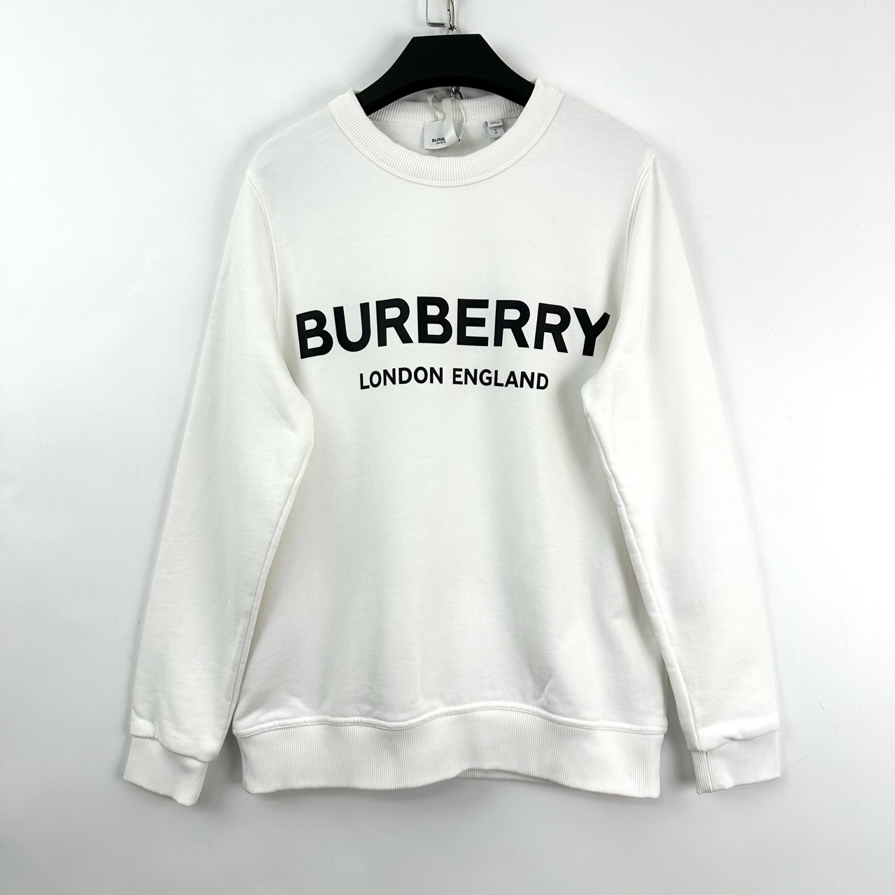 95新 BURBERRY/博柏利 S码/伦敦字母logo白色卫衣/06055