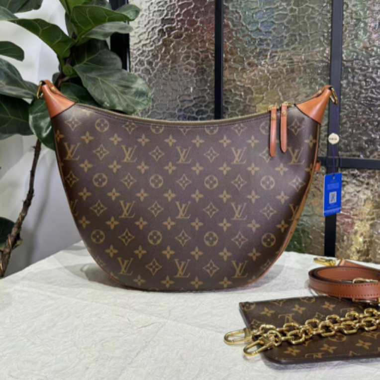 99新 LouisVuitton/路易威登 lv老花拼色大月亮包 24120151-08