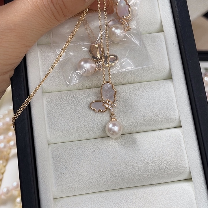 银S925镶嵌海水珍珠颈饰