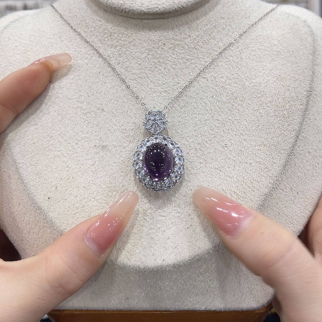 I***y紫晶银S925镶嵌颈饰