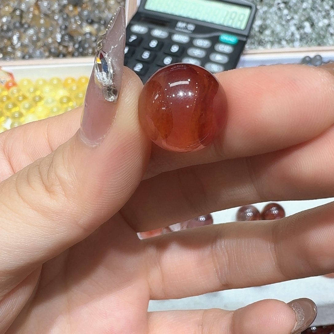 水晶单珠未镶嵌天然红椒花确定打孔之后不退不换