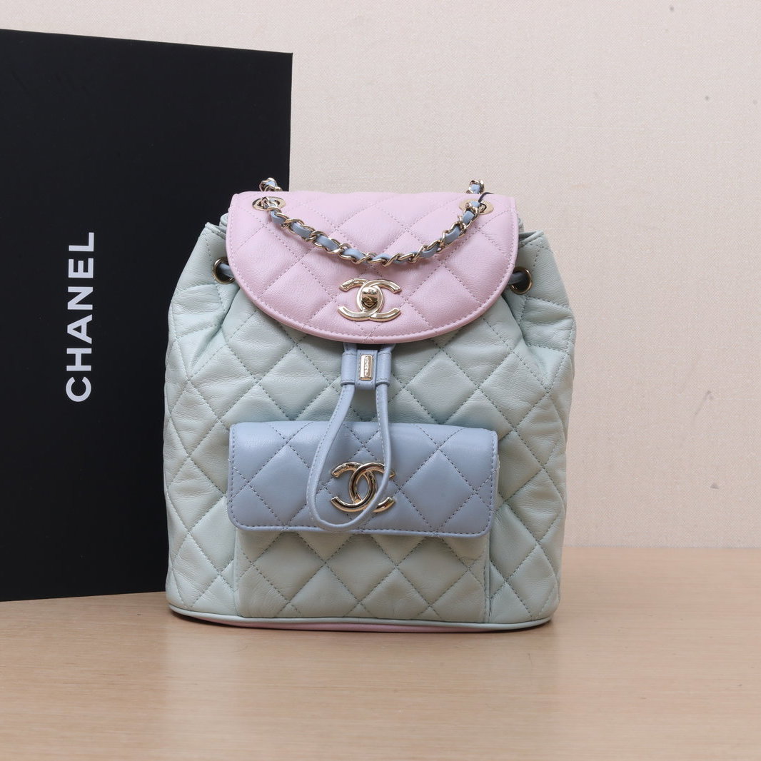 95新 Chanel/香奈儿 【攀攀双双】29开 Duma 抽绳口盖双肩包 22cm