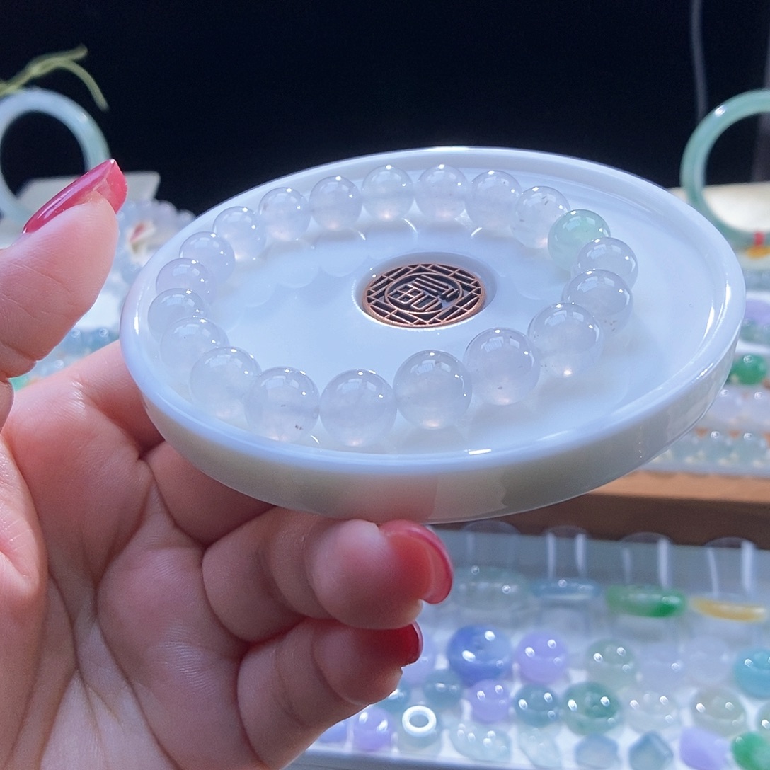 翡翠未镶嵌颈饰手串8.9至9.7小纹