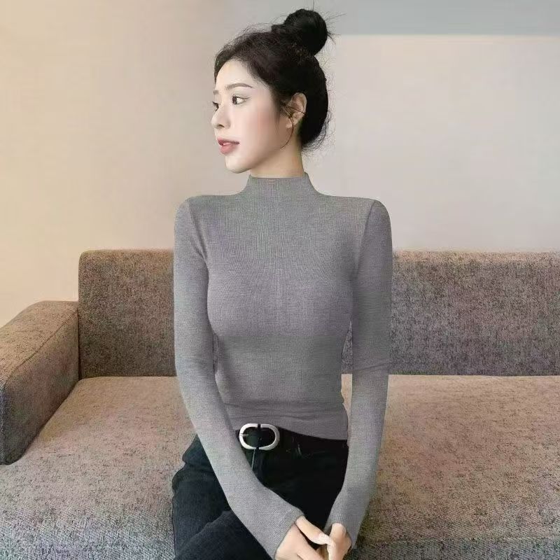 秋冬热卖加厚半高领打底衫女神款针织打底衫高品质显瘦百搭针织衫