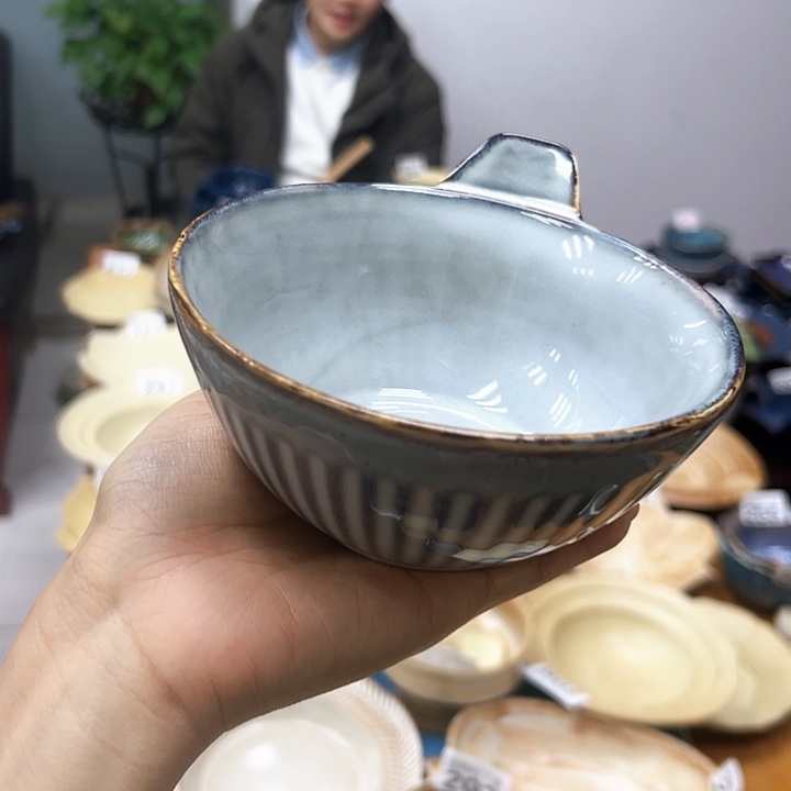 陶瓷单耳釉下彩饭碗 超值孤品