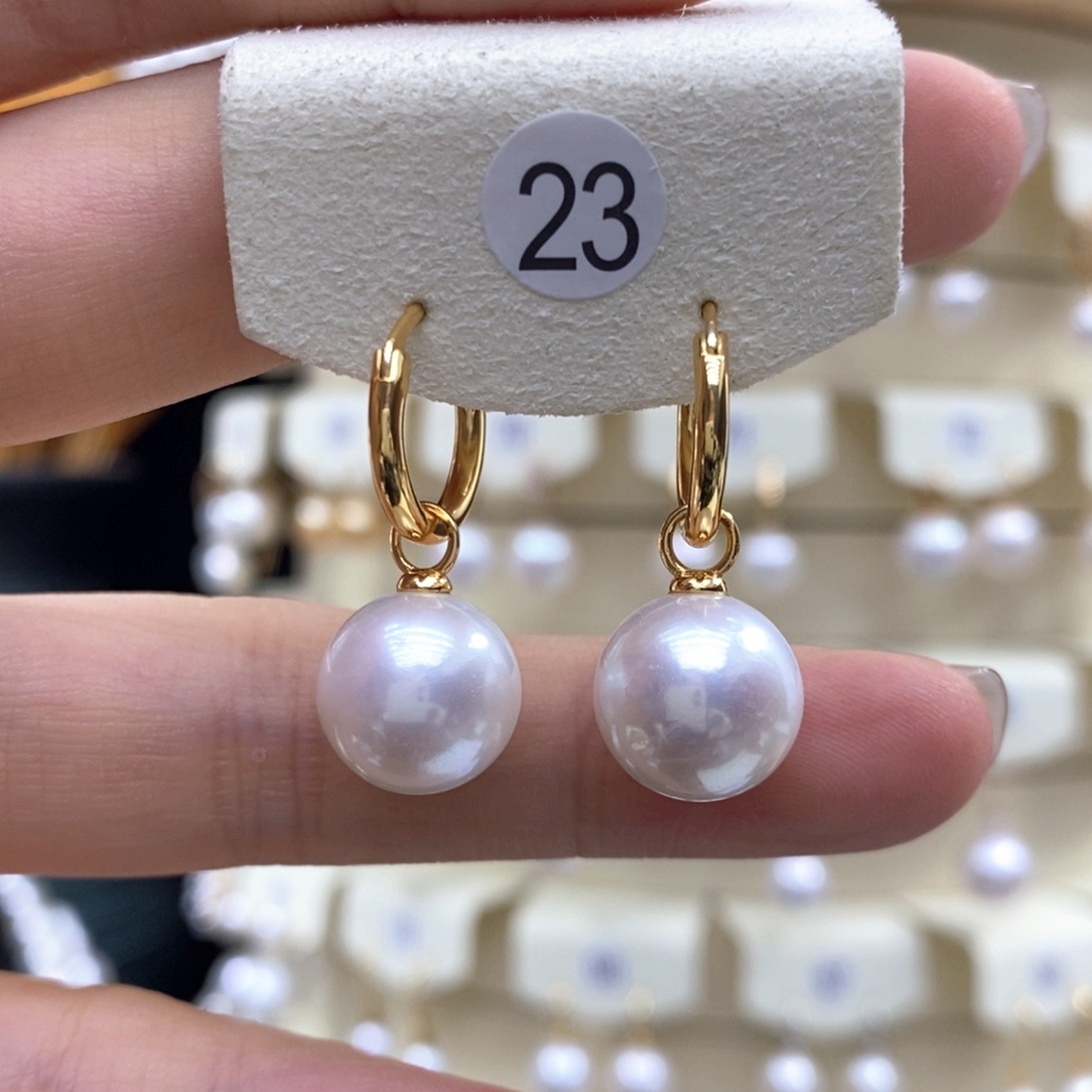 银S925镶嵌淡水珍珠耳饰