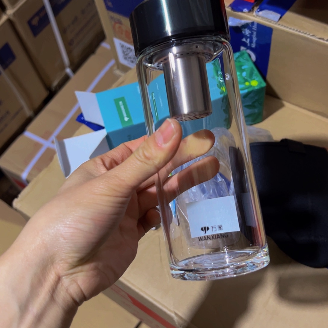 U264绿色单层烫手玻璃杯390➕杯套