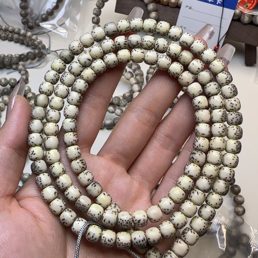 星月菩提手串石玉河豚7×6长条108