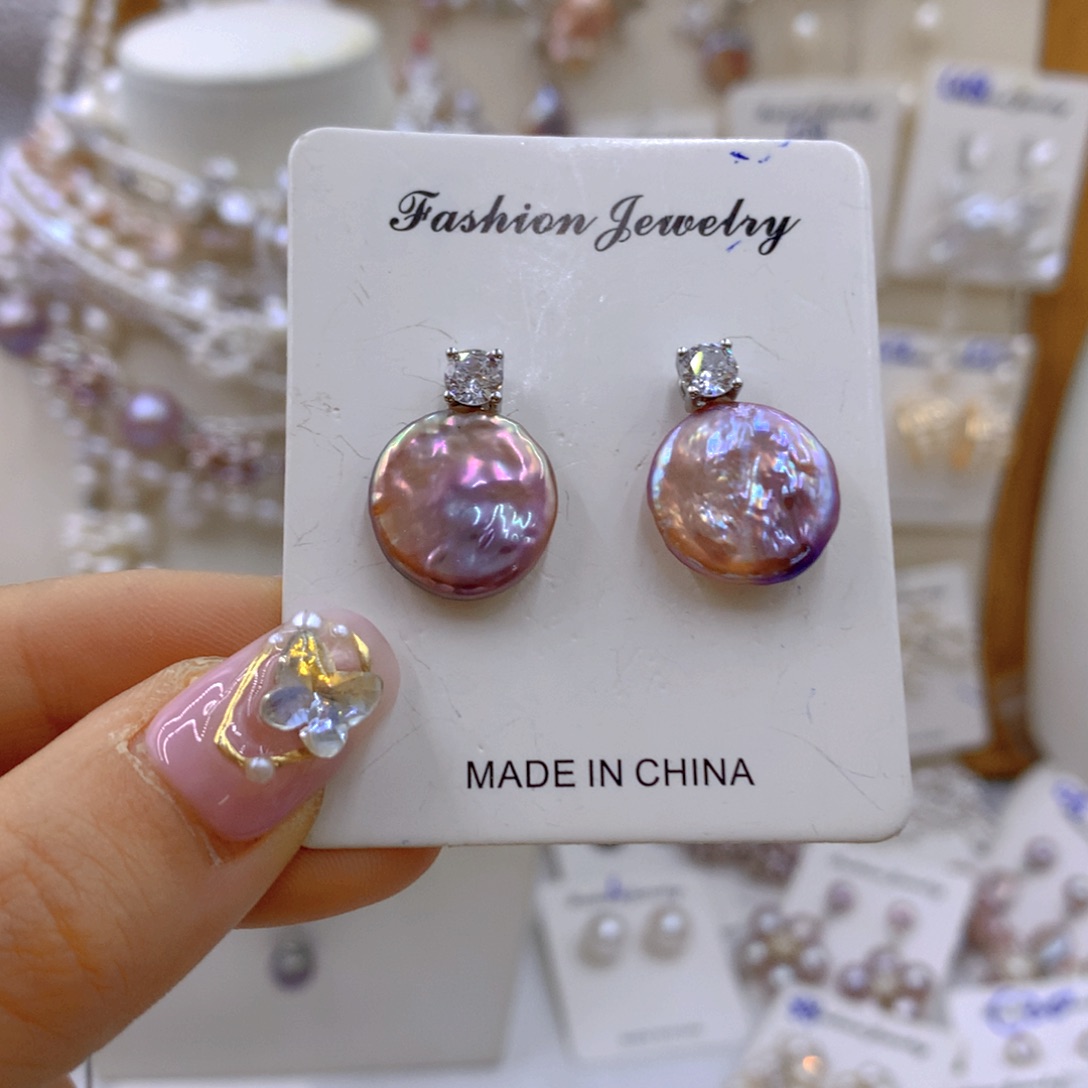 淡水珍珠耳饰银S925镶嵌