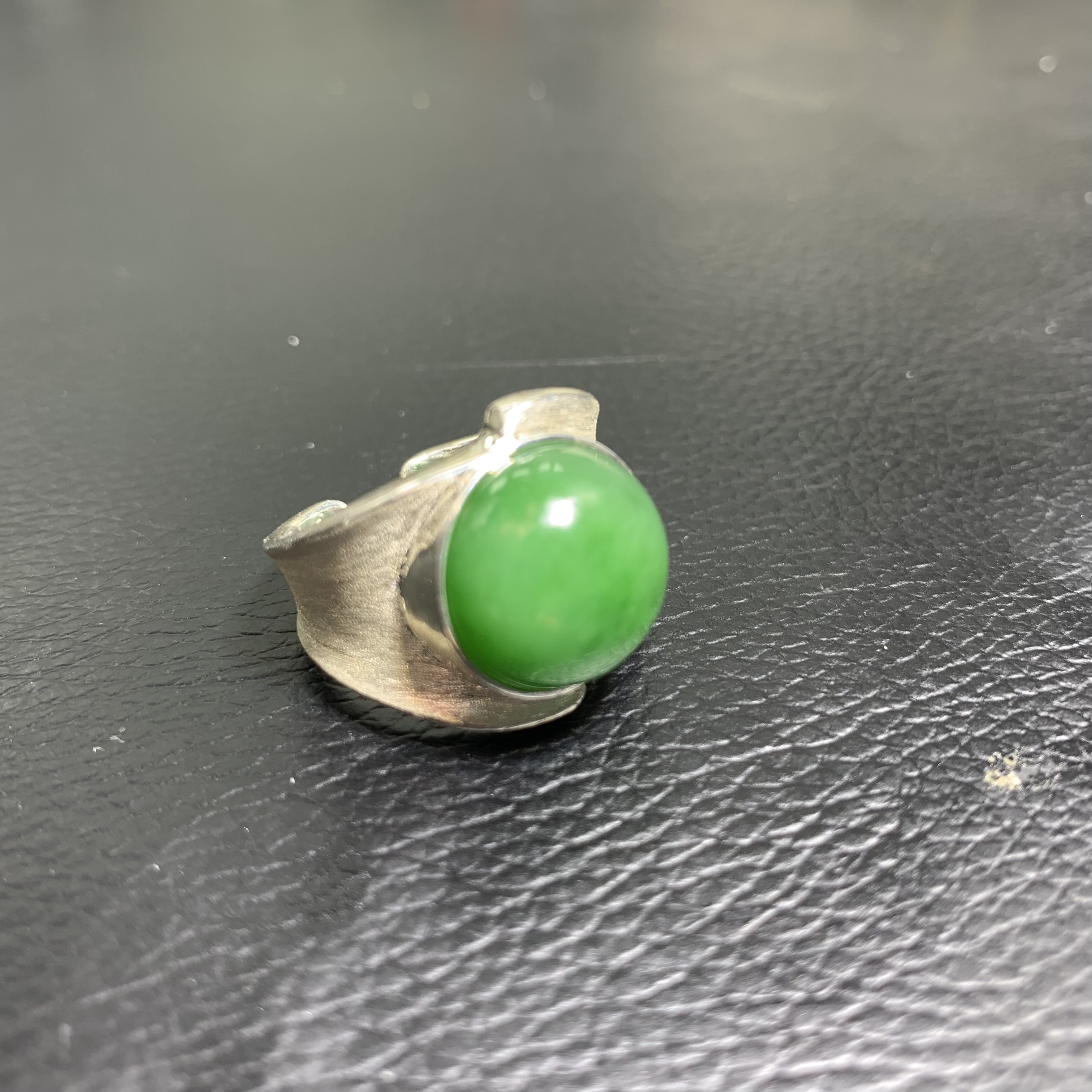 和田玉银镶戒指925银指环