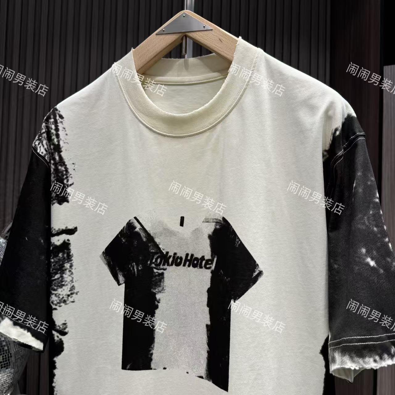 5036夏季新款高级艺术刷漆涂鸦设计高街美式复古纯棉短袖T恤