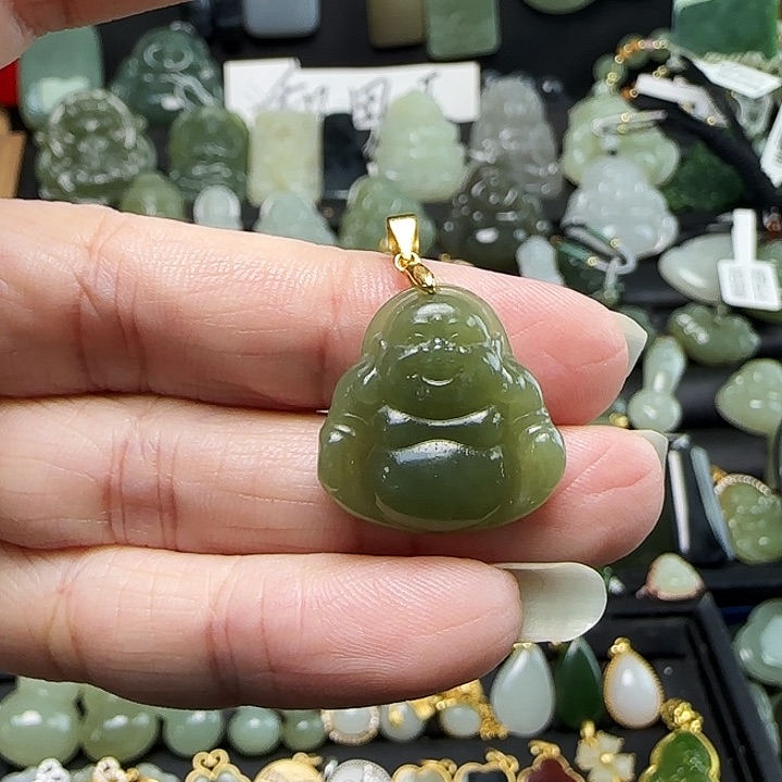 颈饰银S925镶嵌和田玉莹*