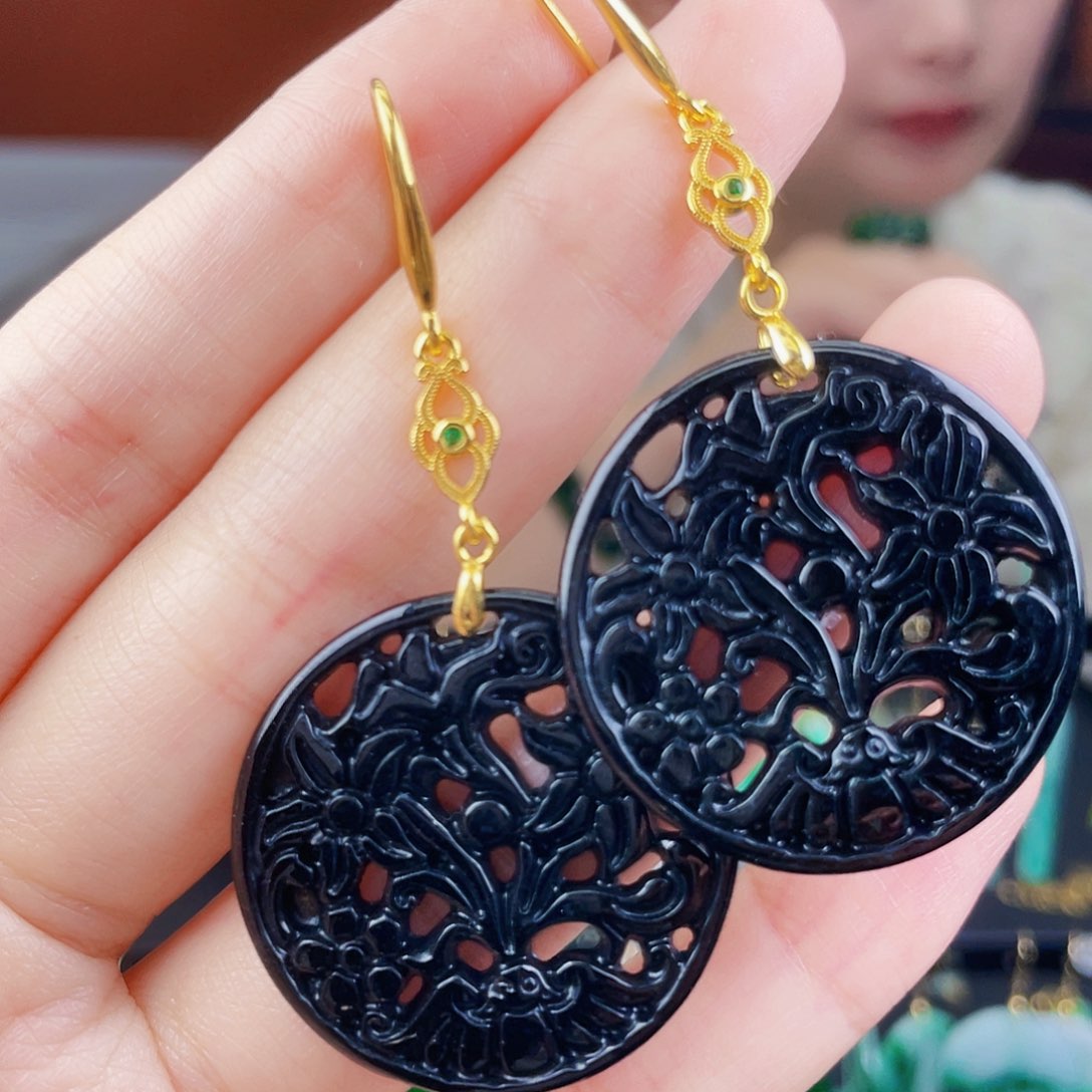 翡翠未镶嵌耳饰饰品