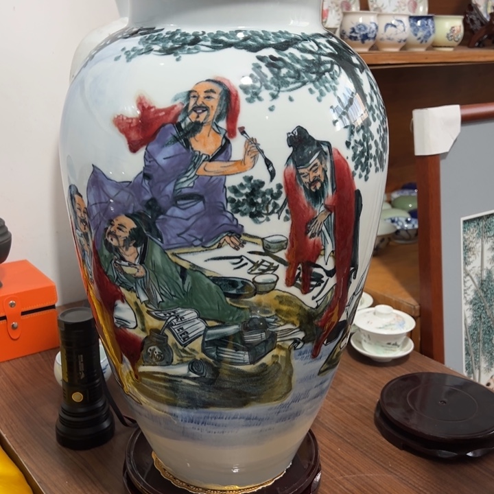 瓷片名家作品八仙图陶瓷花瓶