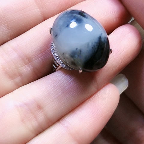 和田玉银S925镶嵌戒指