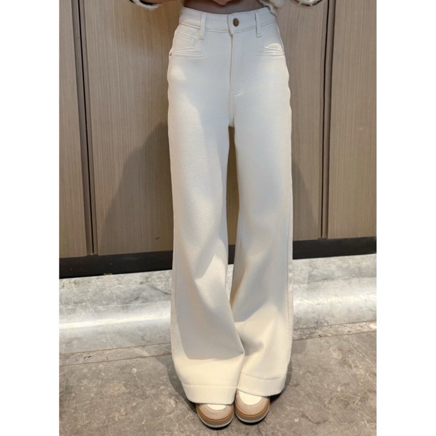 【Meng服饰】韩系气质修身显瘦直筒微喇裤