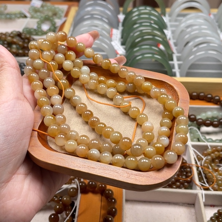 和田玉珠串8mm未镶嵌h***-