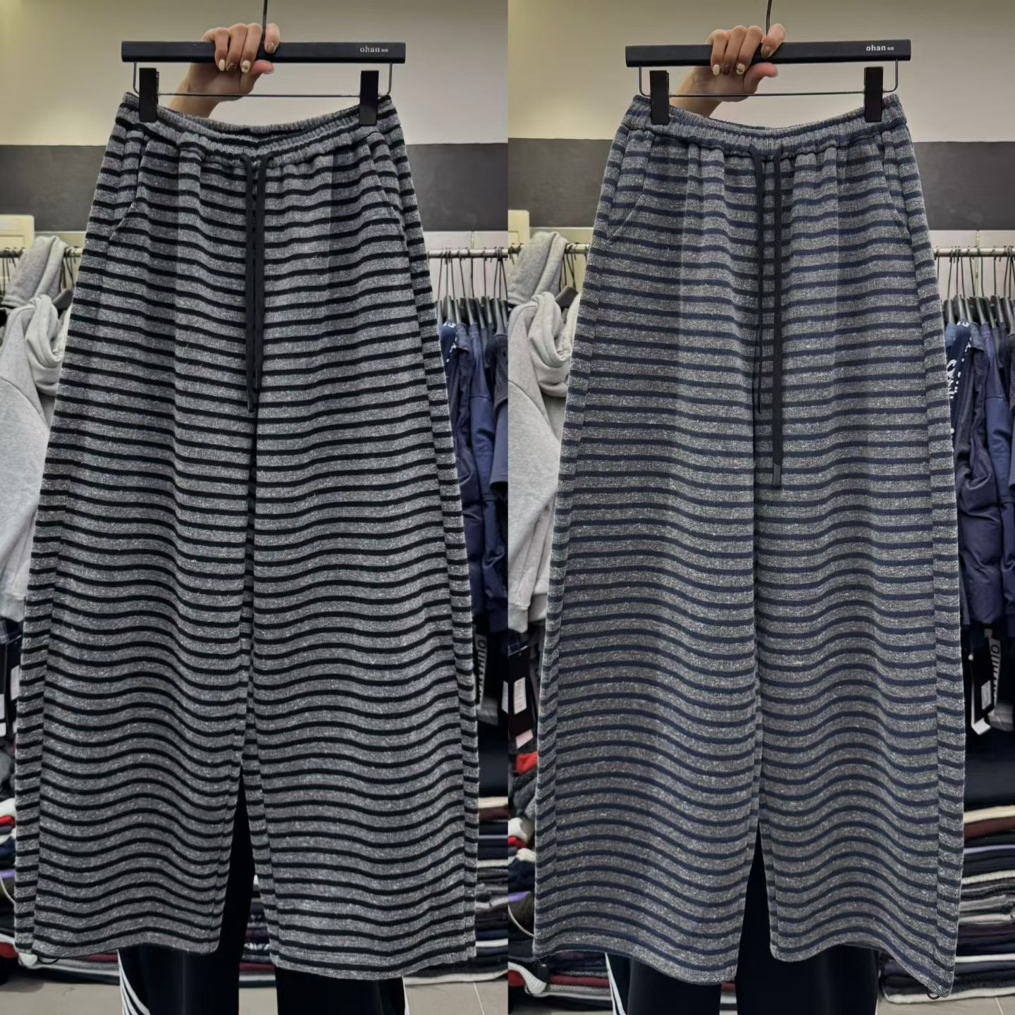  | 大大 | 欧韩伽| 59955#条纹加绒阔腿裤 |                   