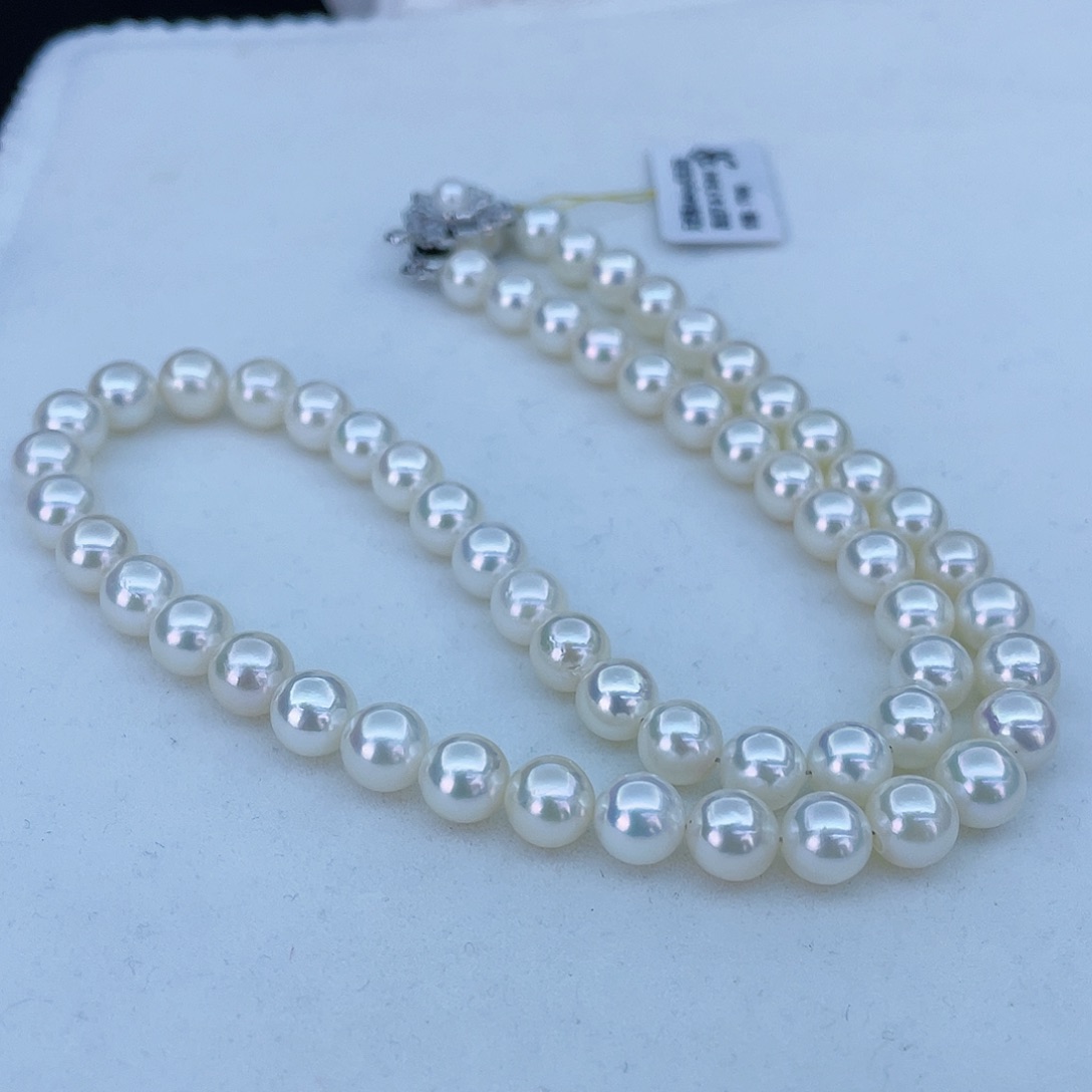 海水珍珠项链银S925镶嵌斑***猫7.0一7.5。38号