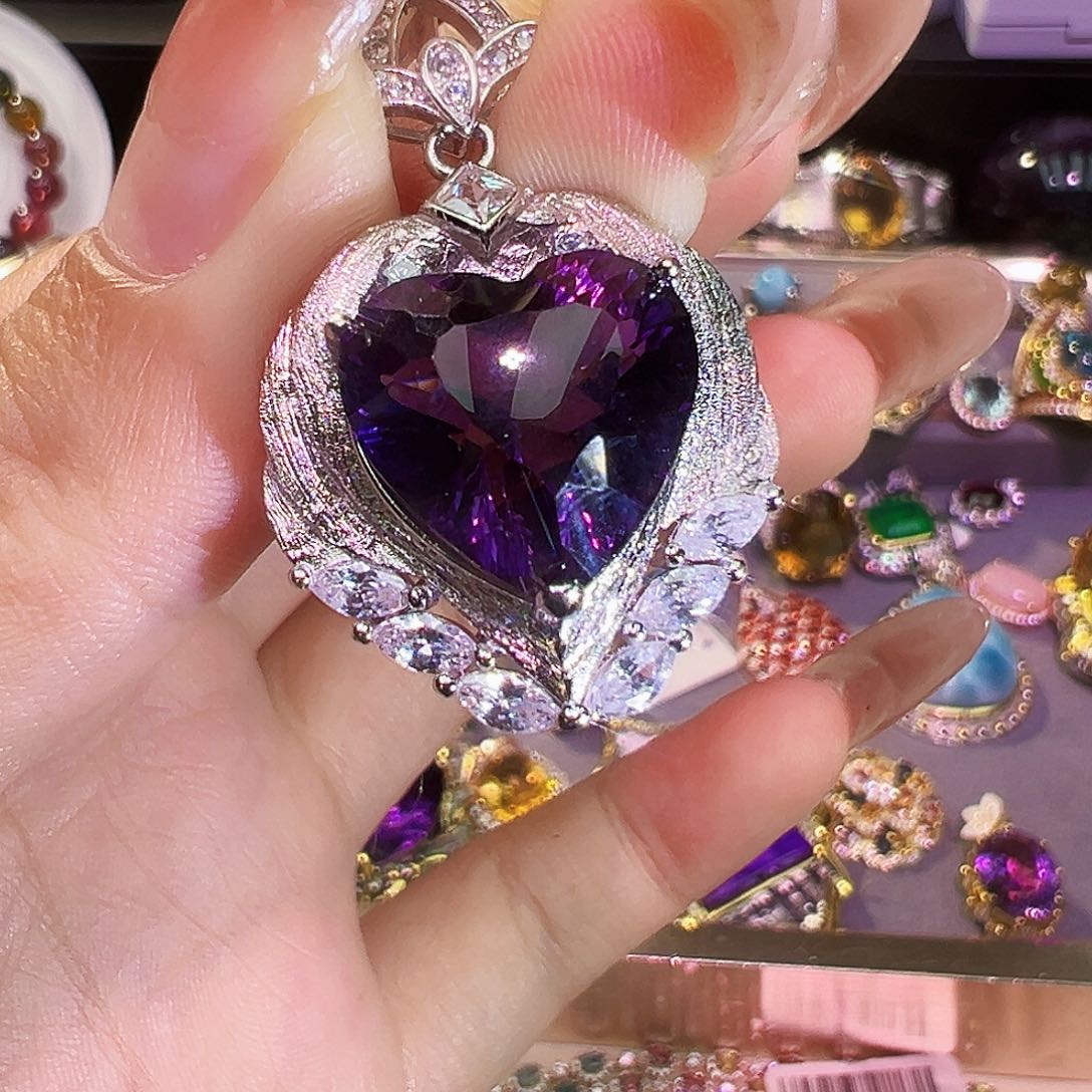 银S925镶嵌珠宝半成品紫晶