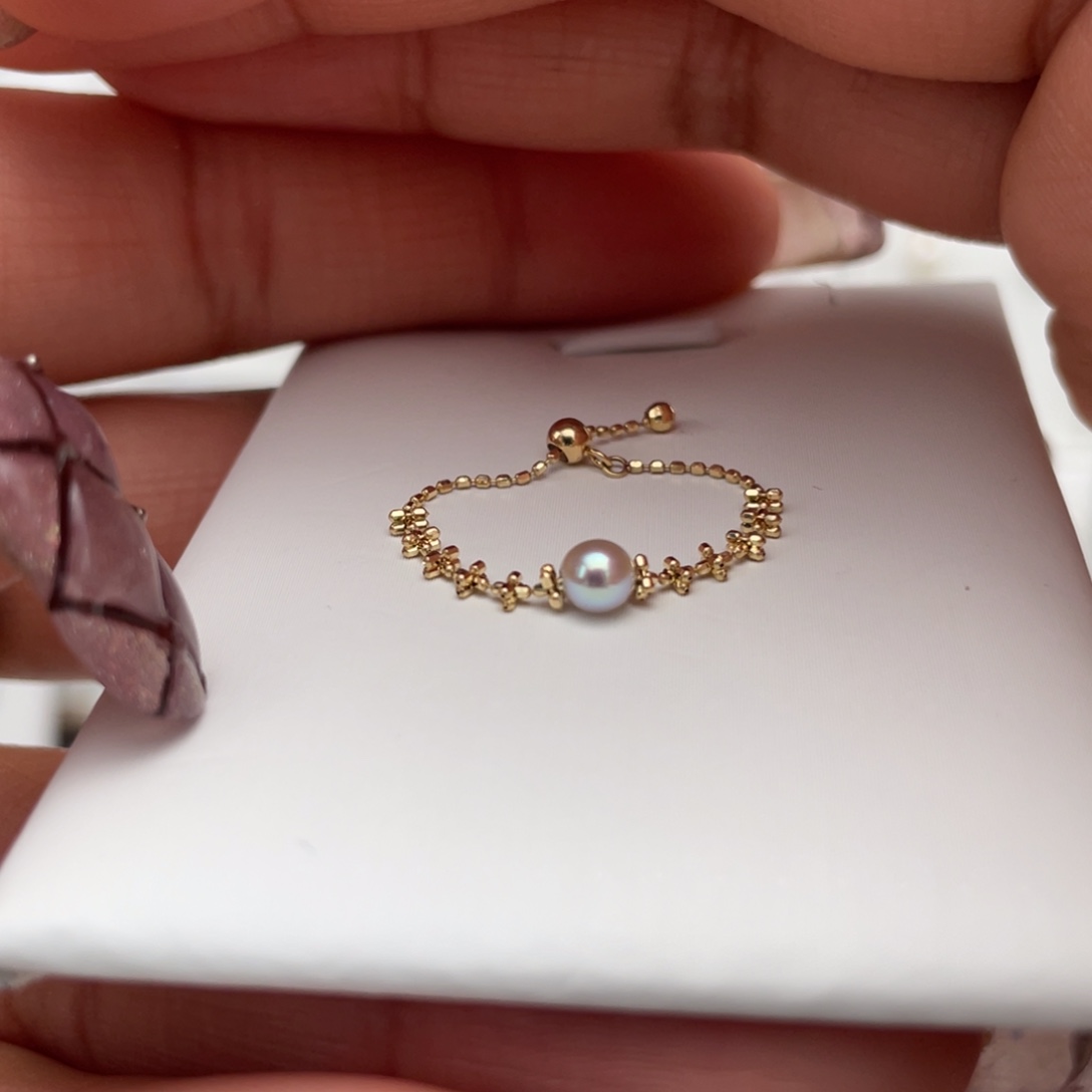 海水珍珠戒指18K金镶嵌