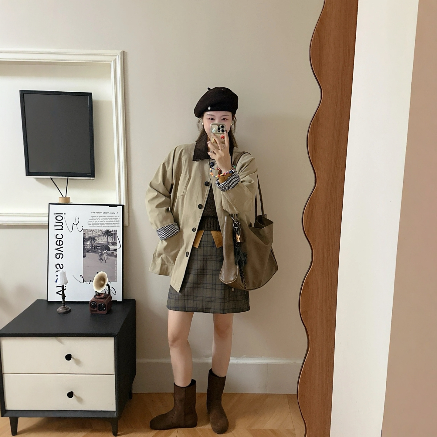 现货【禾家巴恩风外套】25秋季新高密斜纹棉翻领风衣夹克外套女