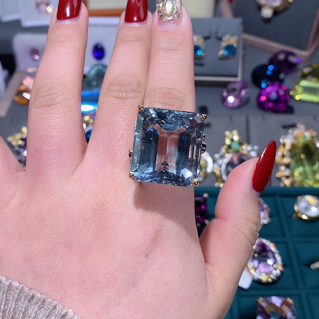 托帕石戒指银S925镶嵌戒指