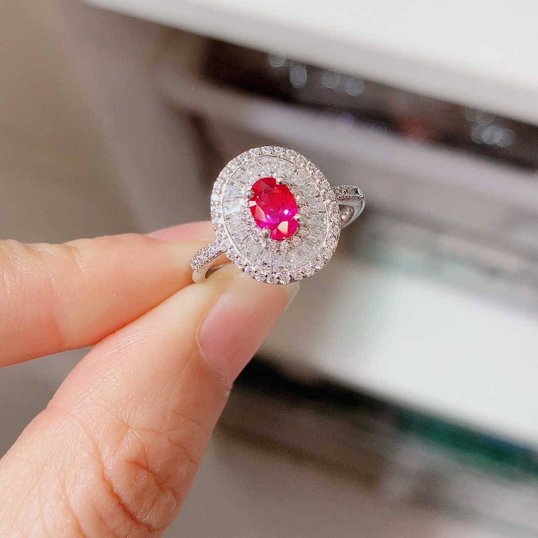 银S925镶嵌戒指红宝石