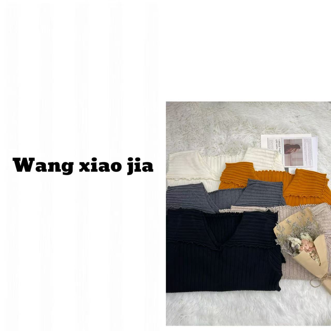 【王晓家】新款翻领打底针织小衫