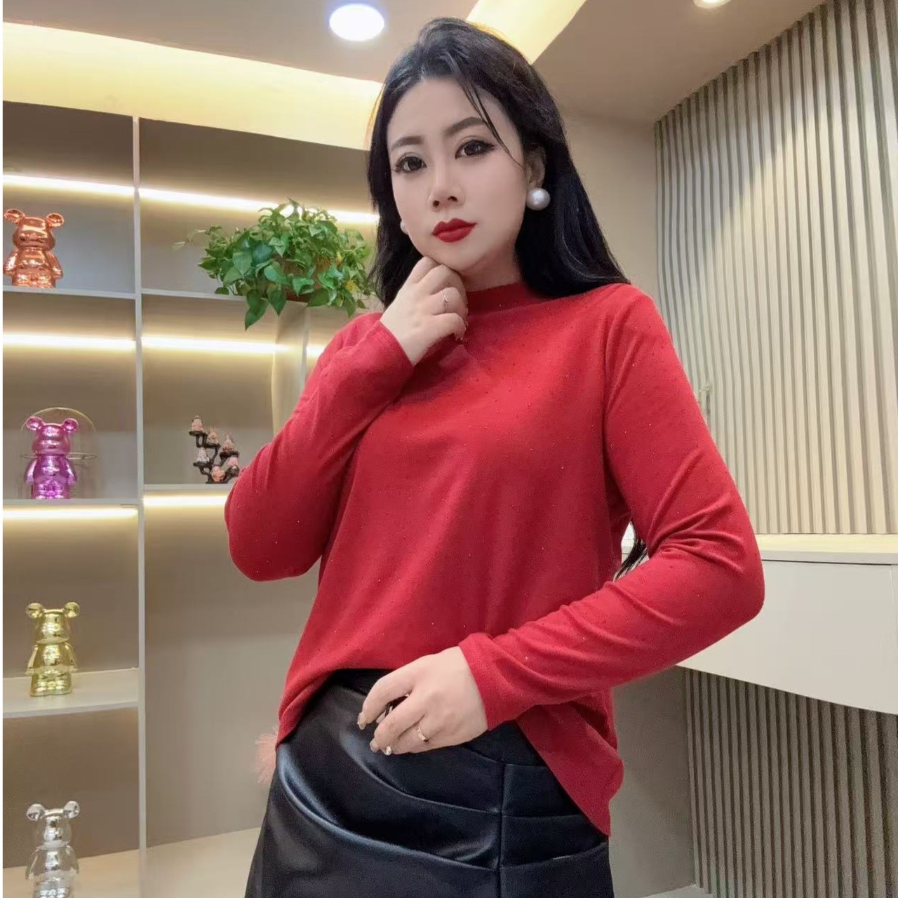 冬季磨毛上衣-千 68565 时尚潮流亮闪设计气质款胖MM大码女装新款