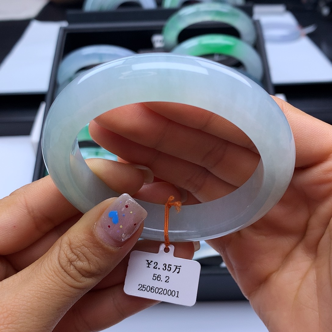 翡翠手镯未镶嵌56冰晴水正圈