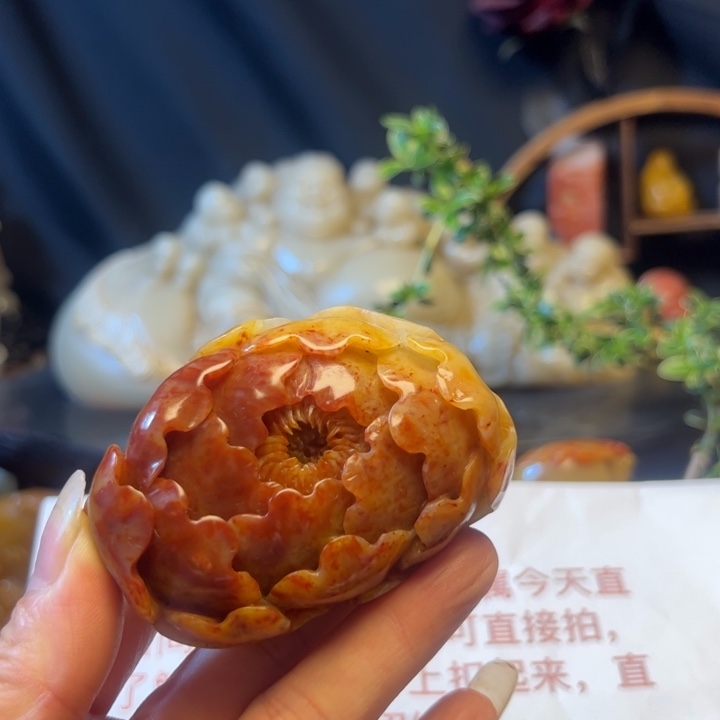 寿山石直播间福利手把件《花开富贵》