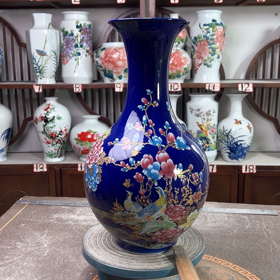 摆件陶景德镇陶瓷赏景泰蓝