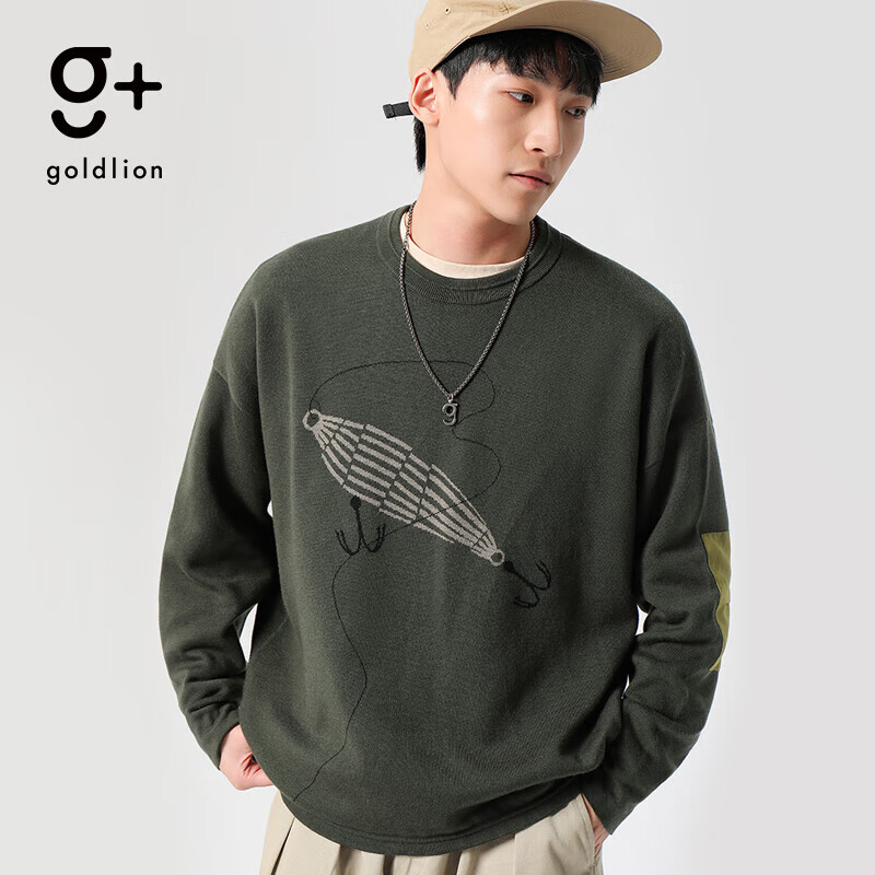 Goldlion/金利来g+户外风印花套头衫毛衣男宽松休闲潮流OVERSIZE